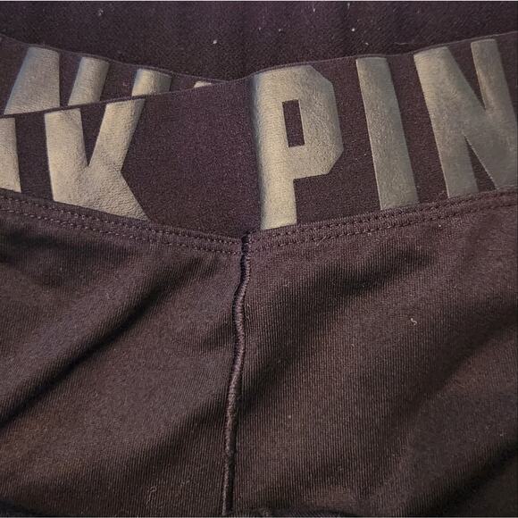 Victoria's Secret PINK Black Leggings Crossover Waist Small, Side Pocket, Mesh - Picture 6 of 7